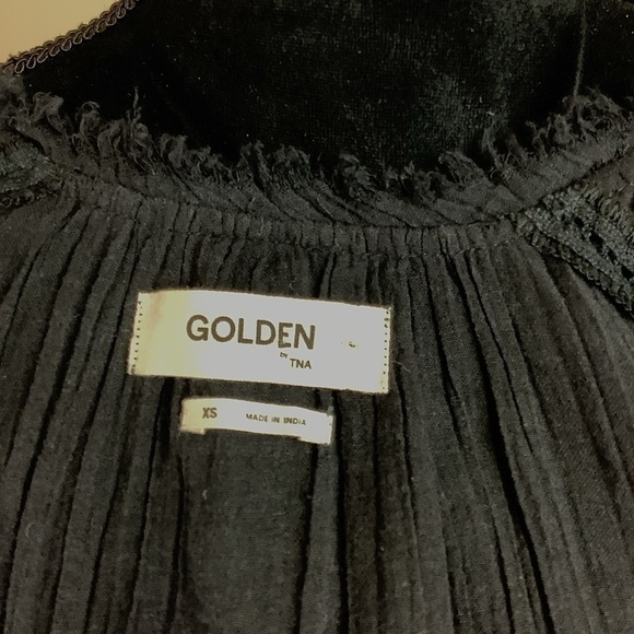 ARITZIA GOLDEN TNA COTTON BOHO BLACK BLOUSE - Picture 8 of 8